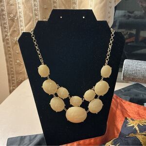 Gold Chain Necklace with Flat Cream Beads